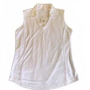 Lady Hagen Sleeveless White Polo Top